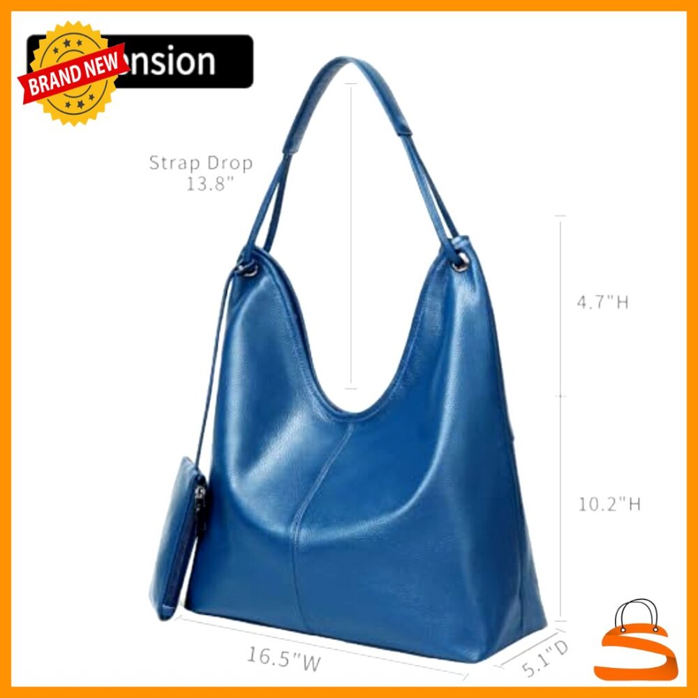 Large Genuine Leather Hobo Shoulder Bag Slouchy Handbag for Work - Picture 3 of 7